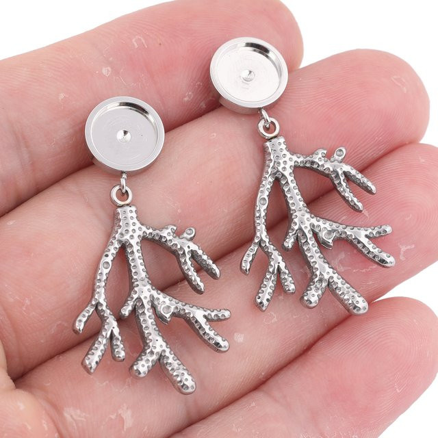 Ohrstecker Edelstahl, 8mm Cabochon, Baum Charms, Unisex - Bild 1