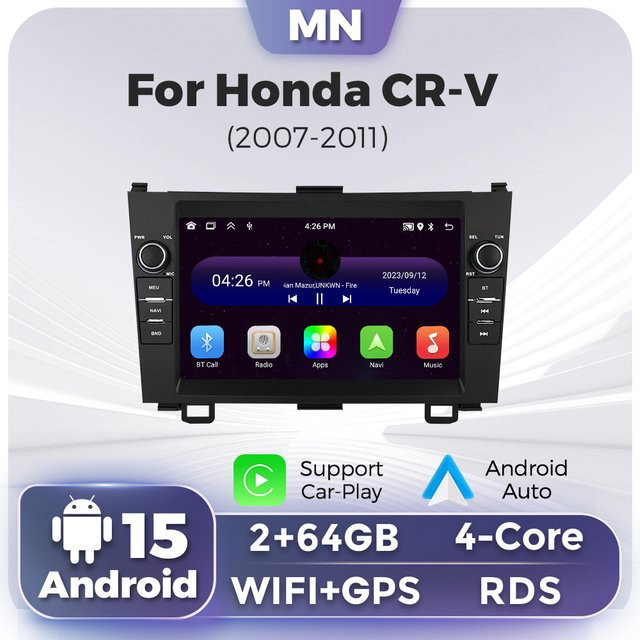 MEKEDE Android 15 Autoradio mit 8 Zoll Display für Honda CR-V 2006-2011, Carplay GPS-Navigation und WIFI, Schwarz - Bild 1