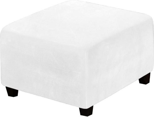 Coolazy Ottoman-Bezug aus Samtstoff in Weiß, elastischer Stretch-Bezug für Fußhocker und Sitzbänke, waschbar und rutschfest - Bild 1