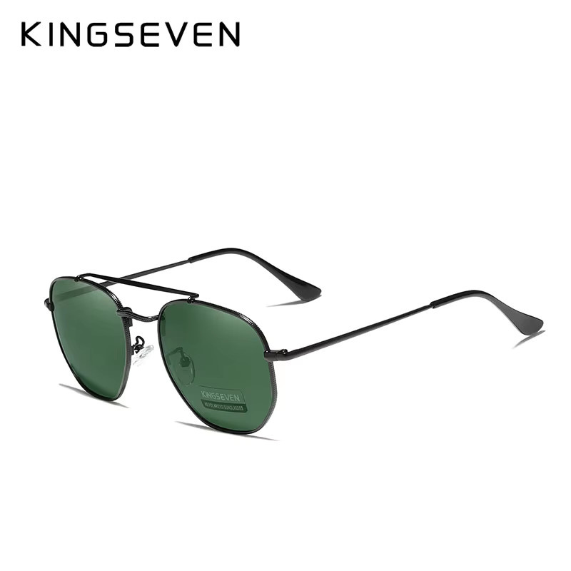 KINGSEVEN Sonnenbrille Hexagon, Edelstahl, Vollrand, Herren, Schwarz - Bild 4