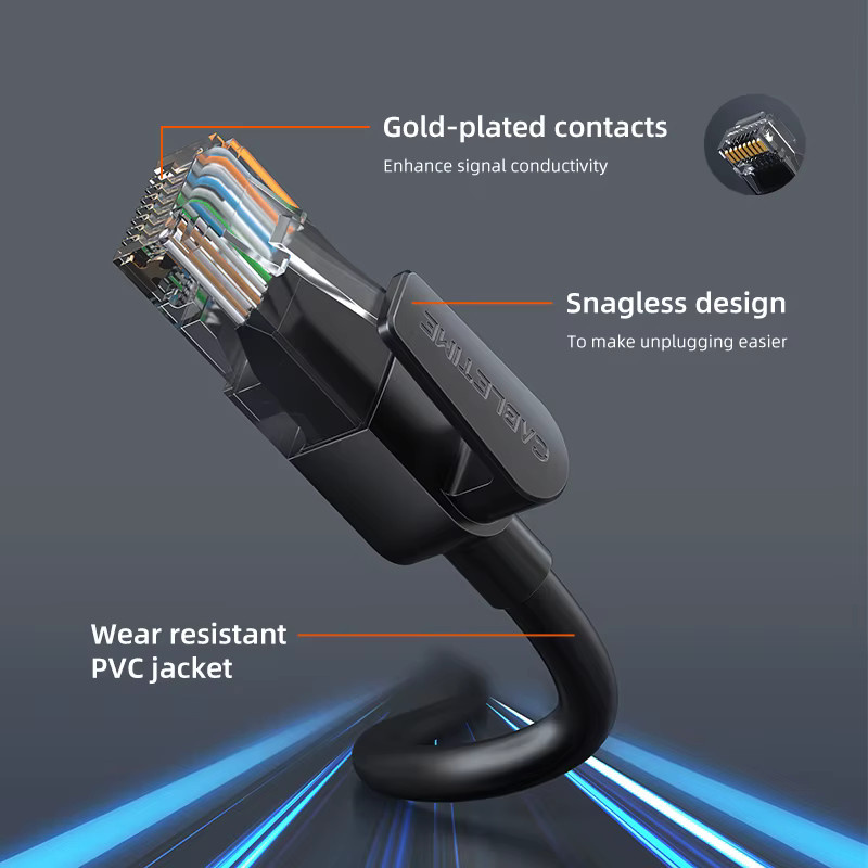 CABLETIME Cat6 RJ45 Ethernet-Kabel UTP in Schwarz für Router und Modem mit 1000 Mbit/s und 250 MHz - Bild 4