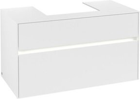 V&B Waschtischunterschrank Collaro mit Waschtisch und LED-Beleuchtung, Farbe: Weiß, B/T/H: 100 x 54,8 x 50 cm - Bild 1