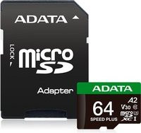 ADATA SPEED PLUS microSDXC Speicherkarte, 64 GB, A2, Schwarz - Bild 1
