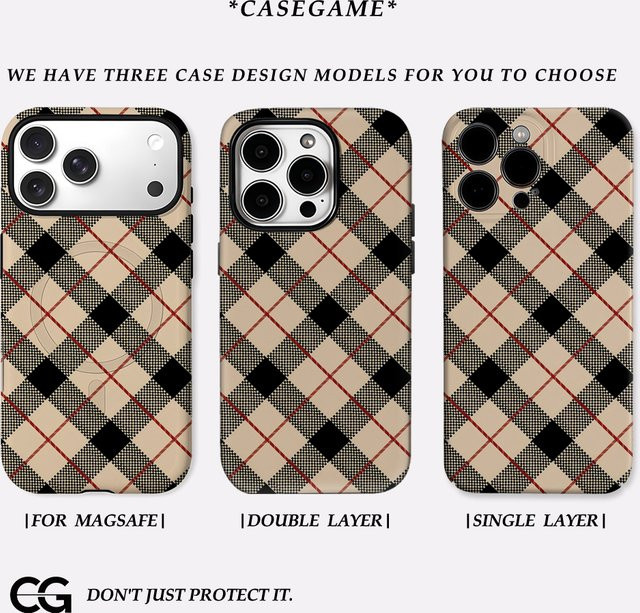 Potdemiel Handyhülle Tartan Red Check für iPhone 17 16 15 14 13 Pro Max Plus mit doppelschichtiger Rückseite in Rot Multicolour - Bild 1