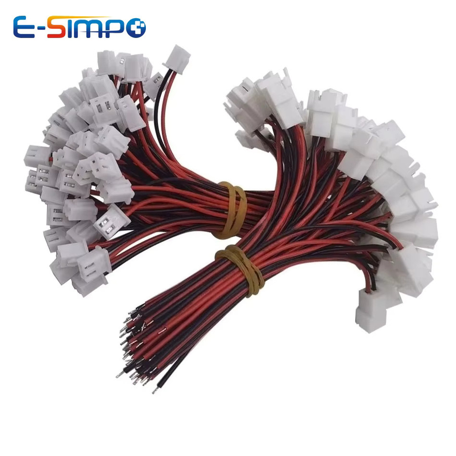E-SIMPO XH 2,54mm 2-Pin TJC3 Kabelverbinder Stecker-Buchse-Set in Weiß, 10 cm Länge, 26AWG - Bild 2