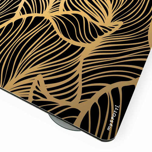 mySPOTTI Mini-Spritzschutz Leaves Black Plus aus Aluverbund in Gold und Schwarz, B/H: 59,0 x 41,0 cm - Bild 3
