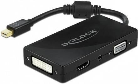 Delock Videoschnittstellen-Converter Mini DisplayPort auf HDMI, DVI, VGA und 3,5mm Klinke, Schwarz, 15 cm - Bild 1