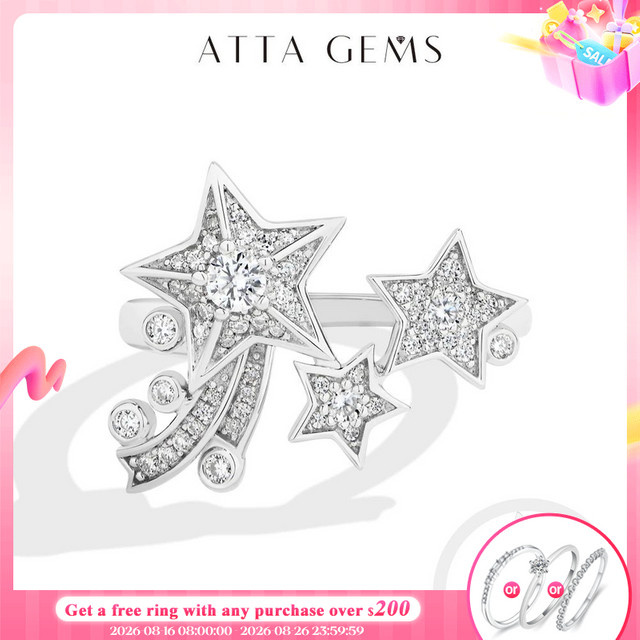 ATTAGEMS Ring, 925 Silber, Moissanit, Damen - Bild 1