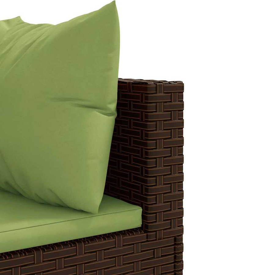 vidaXL 7-tlg. Garten-Lounge-Set in L-Form aus PE-Rattan mit Kissen, Braun und Grün - Bild 4