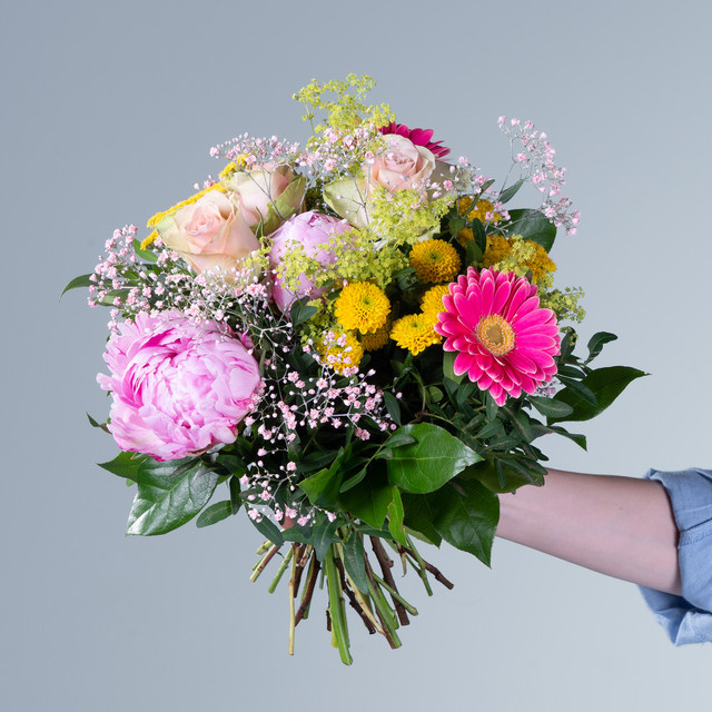 BLUME2000 Bouquet Gerbera pink yellow multicolour fresh - Bild 1