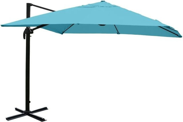 MCW Gastronomie-Ampelschirm A96 in Türkis, drehbar, aus Polyester mit Alu- und Stahlgestell, B/T/H: 3 x 3 x 4,24 m - Bild 2