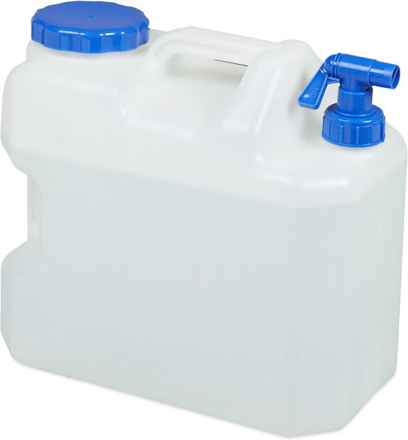 Relaxdays Wasserkanister aus HDPE in Weiß mit Hahn, 18 l - Bild 1