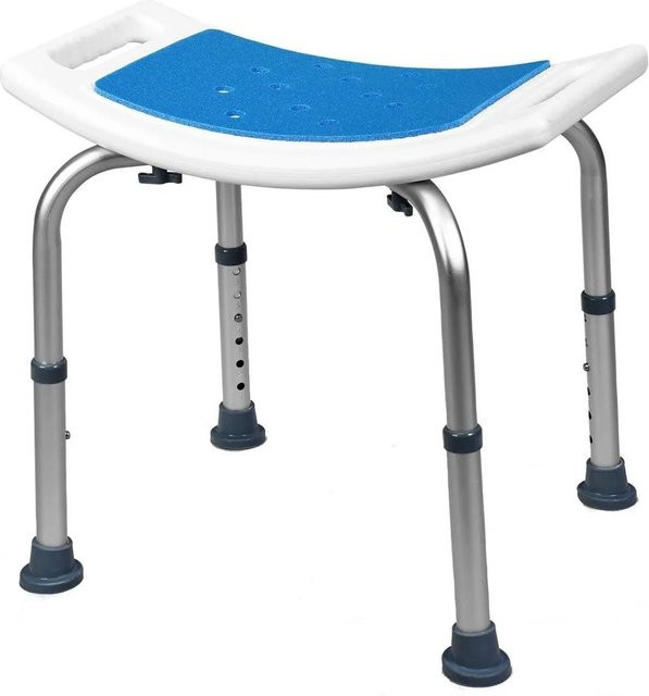 Costway Duschhocker höhenverstellbar mit rutschfesten Beinen für Senioren, Belastbarkeit bis 150 kg, Farben: Blau, Silber oder Weiß - Bild 1