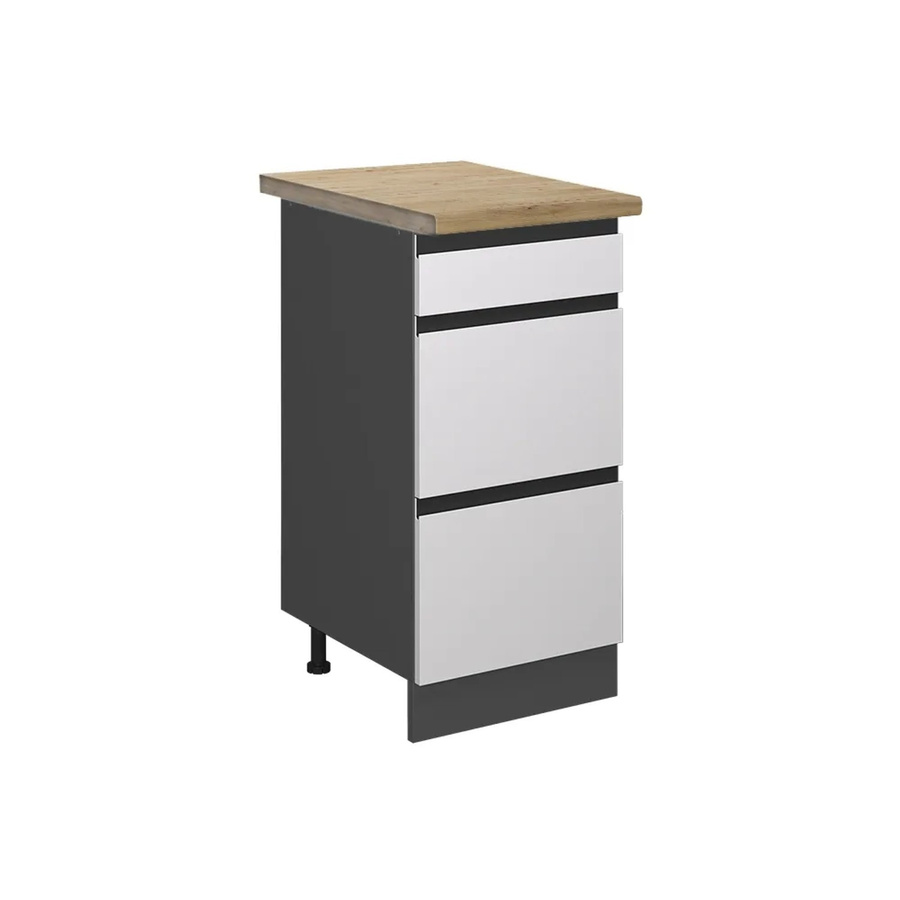 Vicco Küchenunterschrank R-Line in Weiß/Anthrazit mit Schubladen und Eiche-Optik, B: 40 cm, H: 81,6 cm, T: 60 cm - Bild 2