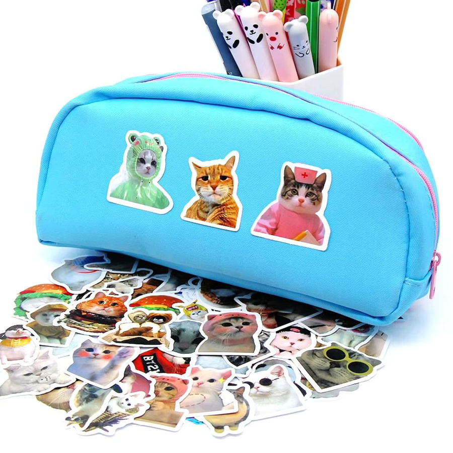 100 Stück wasserfeste PVC-Katzenaufkleber im Cartoon-Kawaii-Design, bunte Aufkleber für Kinder zum Selbermachen - Bild 5