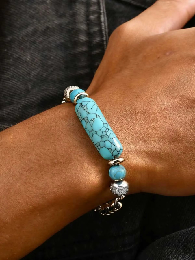 prjewel Armband, Edelstahl, Türkis, Herren - Bild 4