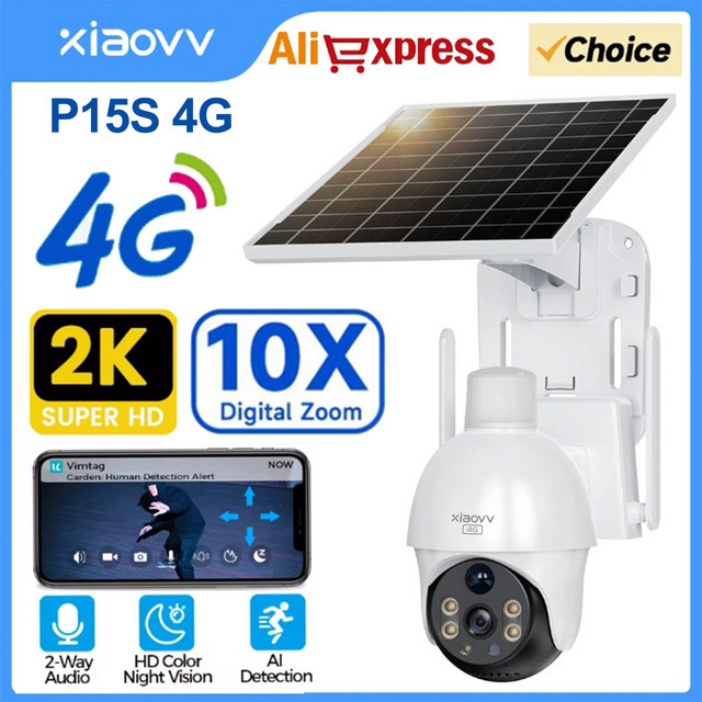 XIAOVV 4G Solar Außenkamera mit 6MP Auflösung, PTZ Überwachungskamera für den Außenbereich, wasserdicht mit Farb-Nachtsicht in Weiß - Bild 1