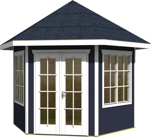 Skan Holz Gartenhaus Almelo aus Fichten-Blockbohlen in Schiefergrau B/H/T: 420 x 354 x 303 cm - Bild 3