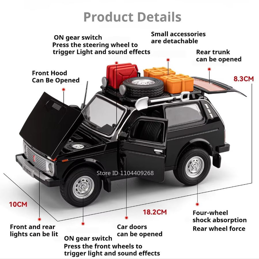 RMZ city Lada Niva 2106, Automodell, Maßstab 1:24, Metall, Licht, Lenkung - Bild 2
