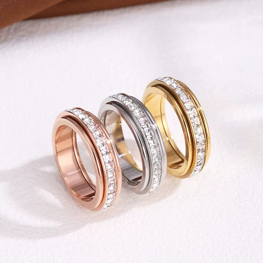 Yupsk Spinner-Ringe Edelstahl, Zirkonia, Bunt, Unisex - Bild 3