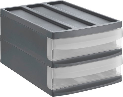 Rotho Schubladenbox SYSTEMIX aus Kunststoff in Grau, B: 25,5 cm, H: 20,3 cm, T: 39,5 cm - Bild 1