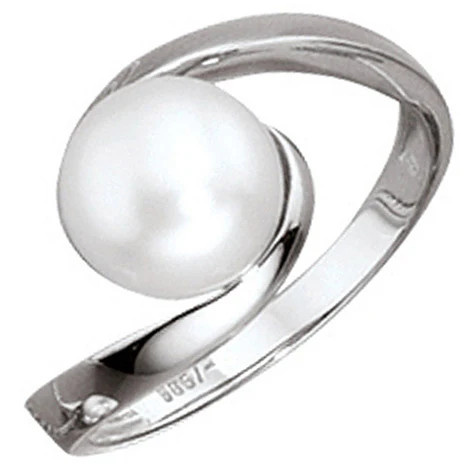 Colfem Ring 333 Weißgold, Perle, Damen, Ringgröße 52 - Bild 1