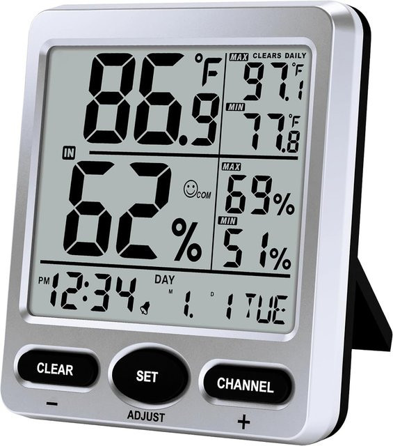 Urageuxy Smart Indoor Digitales Thermometer und Hygrometer in Weiß mit Echtzeit-Temperatur-Feuchtigkeitsmonitor, Alarmfunktion und Max/Min-Aufzeichnung - Bild 1