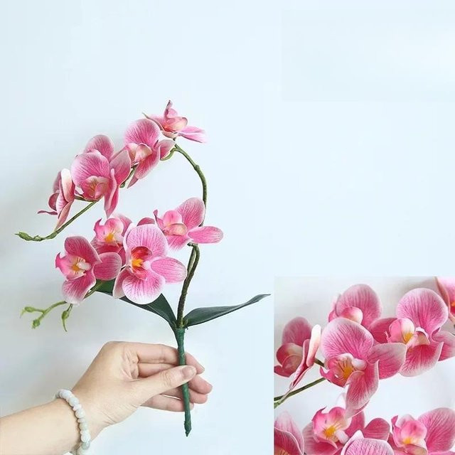 Künstliche Seidenorchidee mit Blättern von Love Home Garden in Weiß und Rosa für deine Hochzeitsdekoration, Höhe: 46 cm, Tiefe: 35 cm - Bild 1