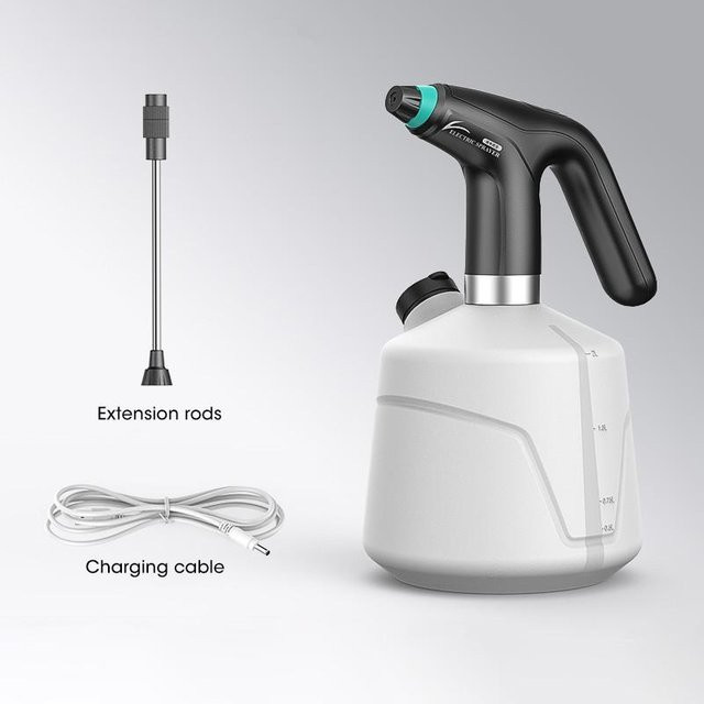 Elektrische Pflanzensprühflasche mit 2L Fassungsvermögen, automatische Bewässerung und USB-Aufladung, Vernebler und Desinfektionssprüher für deine Gartenpflege in Schwarz oder Weiß - Bild 1