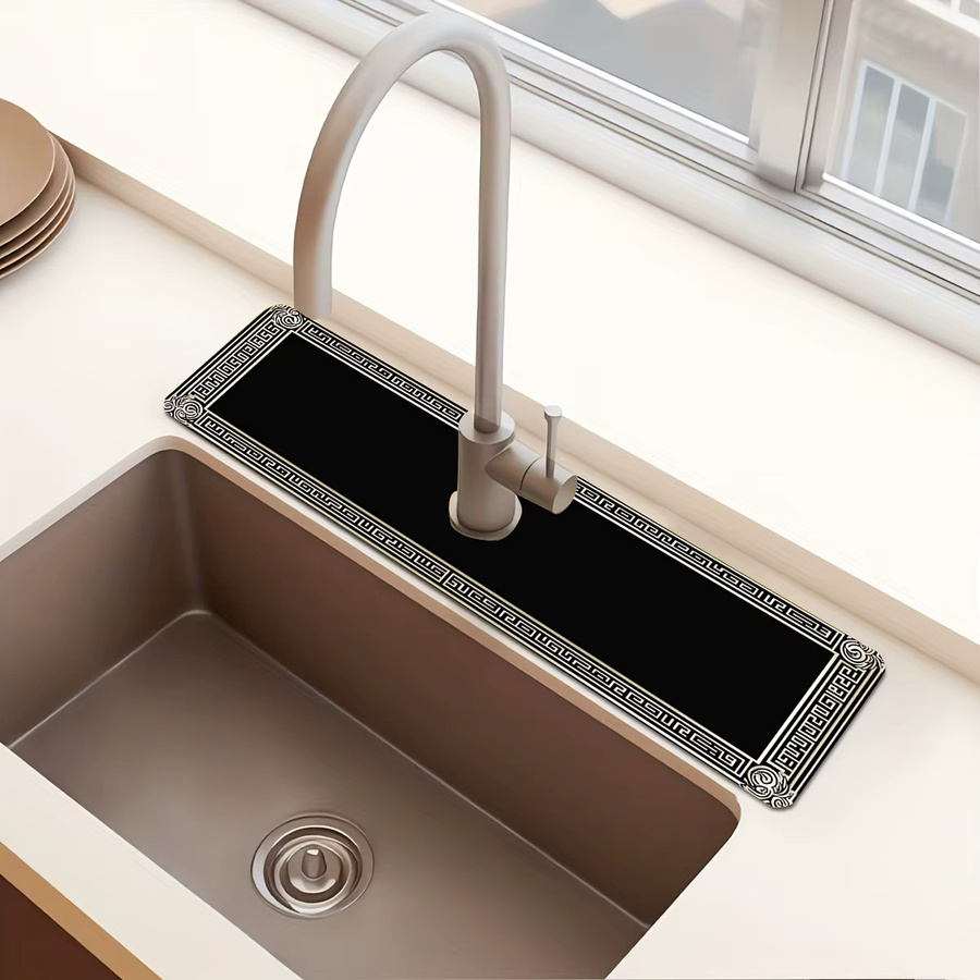 VIKAMA Wasserhahnmatte in Schwarz, wasserabsorbierende und feuchtigkeitsbeständige Drainagematte für Küche und Bad - Bild 3