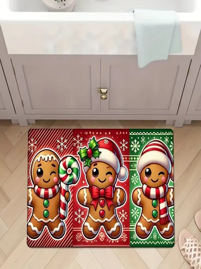 VIKAMA Weihnachten Lebkuchen Fußmatte, rutschfester Teppich für Eingang, Wohnzimmer oder Badezimmer, Mehrfarbig, B/T: 60 x 40 cm - Bild 5