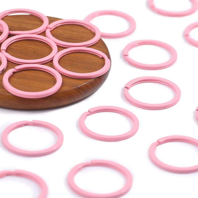 JHNBY Perlenverbinder Flachring, Zinklegierung, Rosa, 30 mm - Bild 1