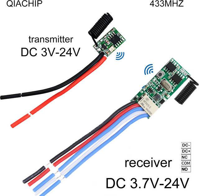 QIACHIP 433,92 MHz Funk-Relais-Empfänger Kit mit Fernbedienung und LED-Controller für DC 3,7 V-24 V - Bild 1