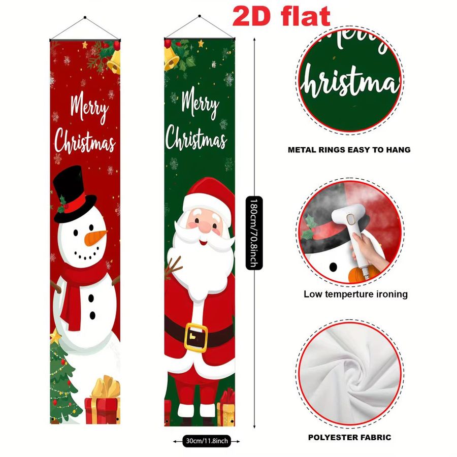 VIKAMA Weihnachtsbanner-Dekoration aus Polyester als Willkommensschild für Innen und Außen, Rechteckig, Breite: 30 cm, Höhe: 30 cm - Bild 2