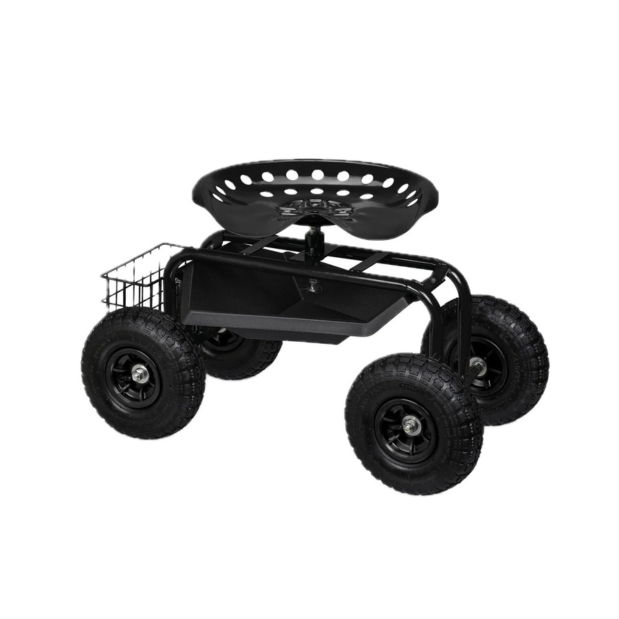 Relaxdays Gartenrollsitz aus Stahl in Schwarz mit Stauraum und Rollen, Höhe: 81 cm, Breite: 45 cm, Tiefe: 42 cm - Bild 2