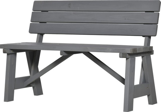 Outsunny 2-Sitzer Gartenbank aus Tannenholz in Grau, wetterfeste und UV-beständige Holzbank mit Rückenlehne, B/T/H: 116 x 56 x 80 cm - Bild 1