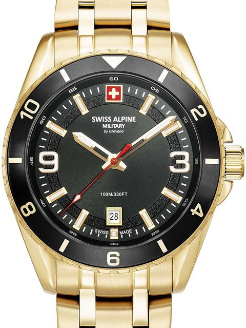 Swiss Alpine Military Armbanduhr, Quarz, Edelstahl, Schwarz, 42 mm, Herren - Bild 1