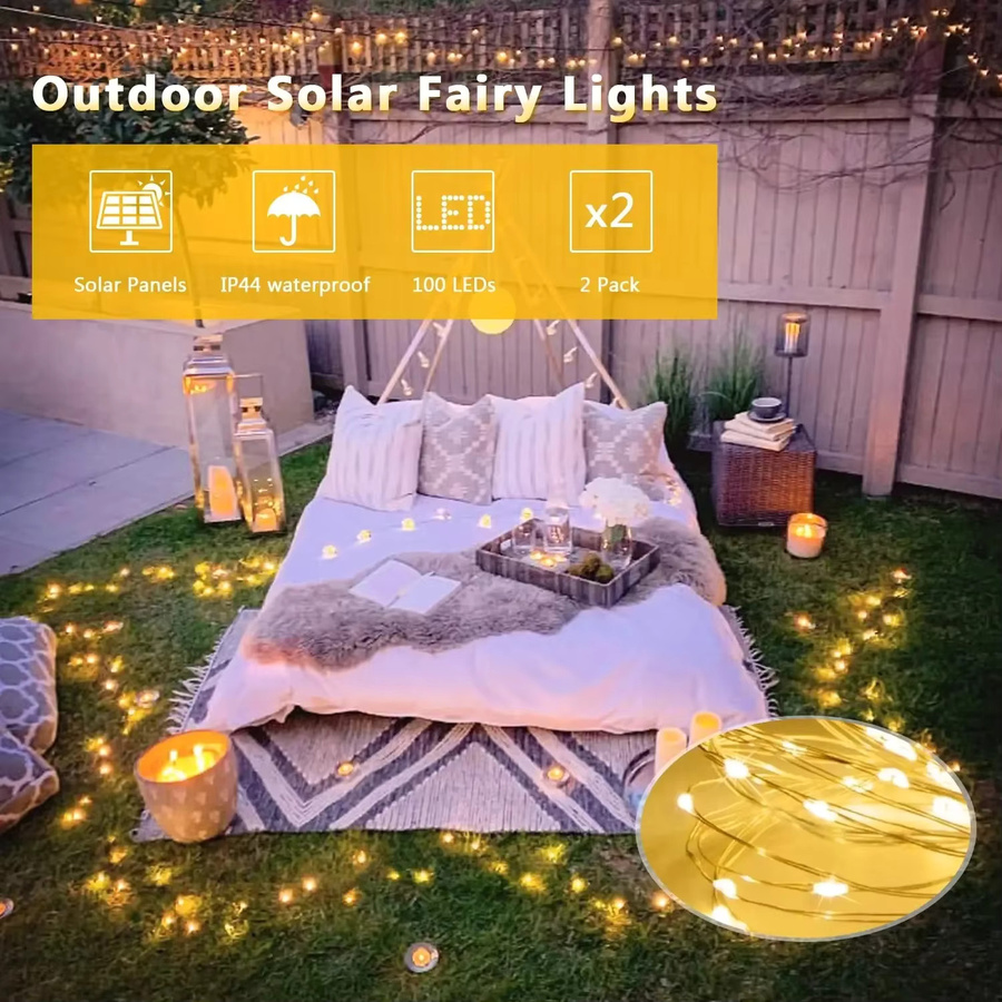 XIWANGFIRE Solar-LED-Lichterkette für den Außenbereich, wasserdichte Weihnachts-Lichterkette zur Gartendekoration - Bild 2