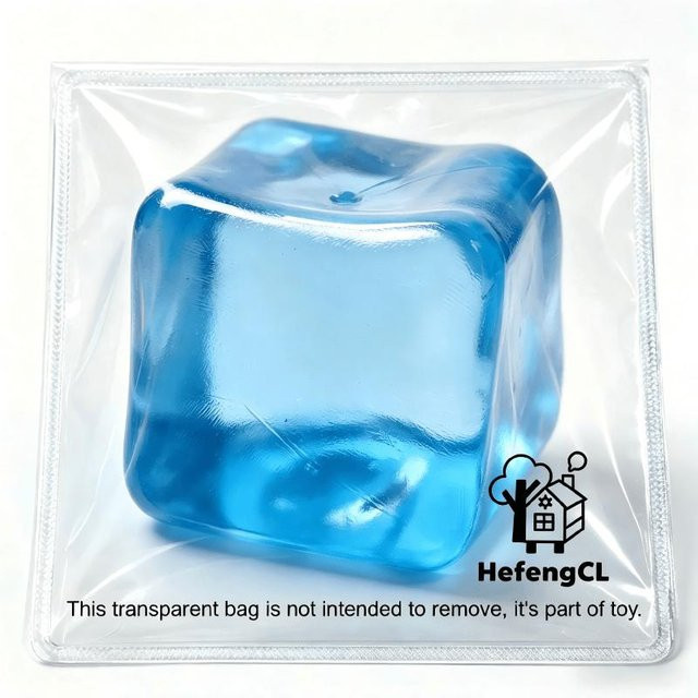 Transparenter blauer Eiswürfel Squishy, Gelee Würfel, Fidget Quetschspielzeug, TPR Stressabbau Handspielzeug - Bild 1