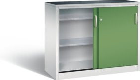 C+P Schiebetürenschrank Acurado mit Resedagrün Front und lichtgrauem Korpus, H: 100 cm, B: 120 cm, T: 50 cm - Bild 1