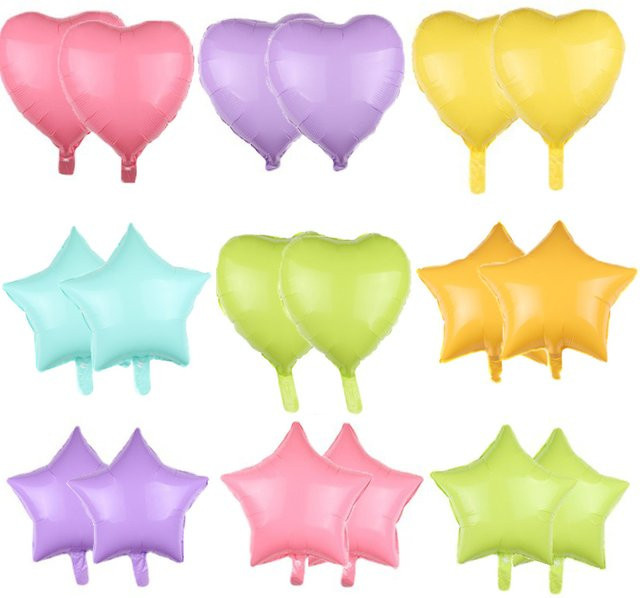 Macaron Herz und Stern Folienballons in Pastellfarben für Geburtstage und Hochzeiten, 45,72 cm Durchmesser - Bild 1
