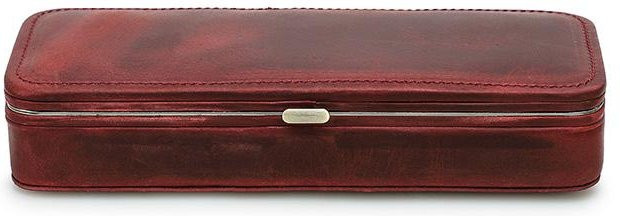 CONTACT'S Retro Federmäppchen aus echtem Leder in Rot mit 3 Stiftefächern und Kartenhalter - Bild 1