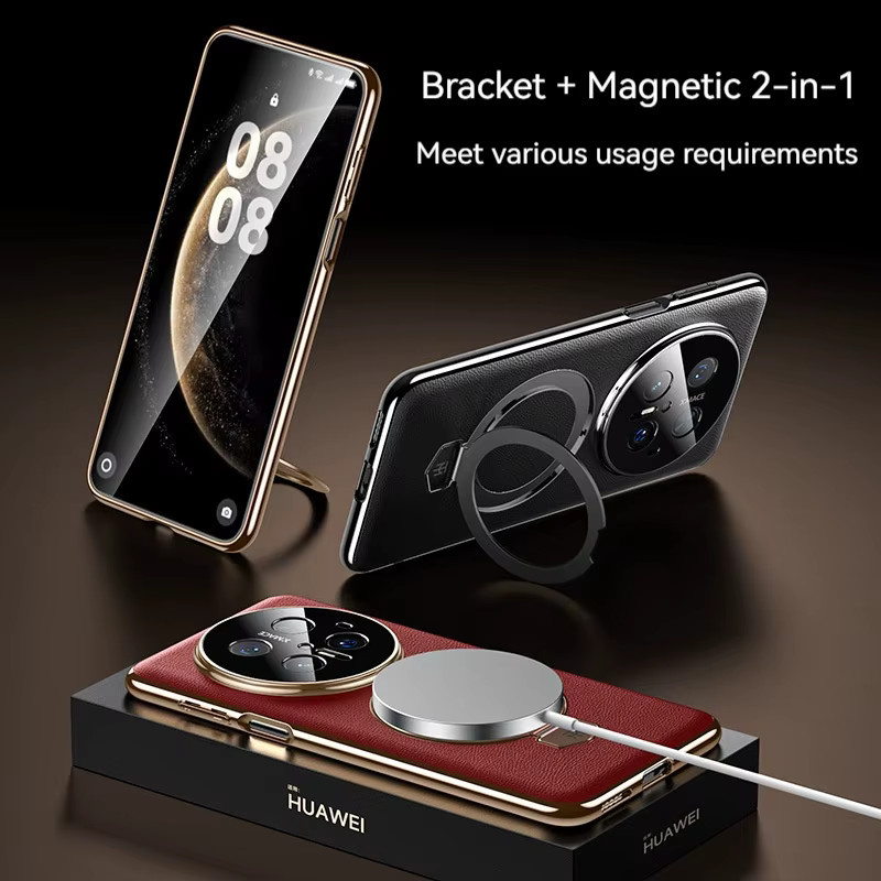 Dolob Leder-Handyhülle mit magnetischer Halterung für Honor Magic 7 und Magic 7 Pro in Rot - Bild 1