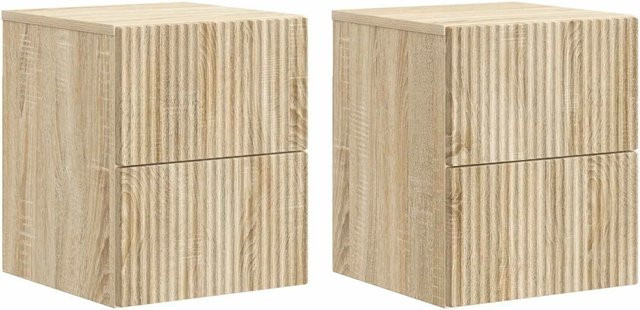 vidaXL Wandmontierter Nachttisch 2er-Set in Sonoma-Eiche im Vintage-Stil, B/T/H: 33 x 34,5 x 40 cm - Bild 1