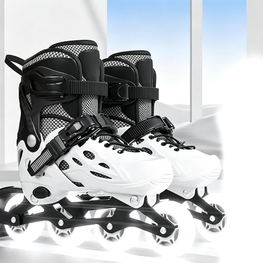 KaiSai Verstellbare Flash Inline Skates mit 8 leuchtenden Rädern Midnight Black - Bild 2