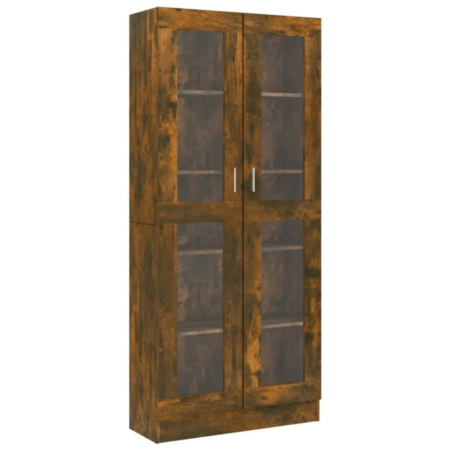 vidaXL Vitrinenschrank Räuchereiche mit Glastüren und Regalen, Braun, B: 82,5 cm, T: 30,5 cm, H: 185,5 cm - Bild 2