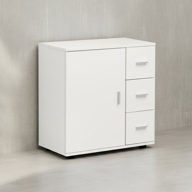 KADIMA DESIGN Badezimmerschrank in Mattweiß mit großem Stauraum, B/T/H: 60 x 33 x 66 cm - Bild 1