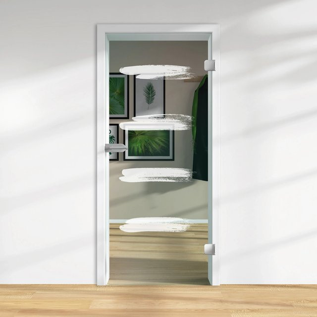 Skyscope Glasdrehtür ESG Floatglas Dekor Siebdruck Transparent Rechts DIN 1972 x 834 x 8 mm - Bild 1