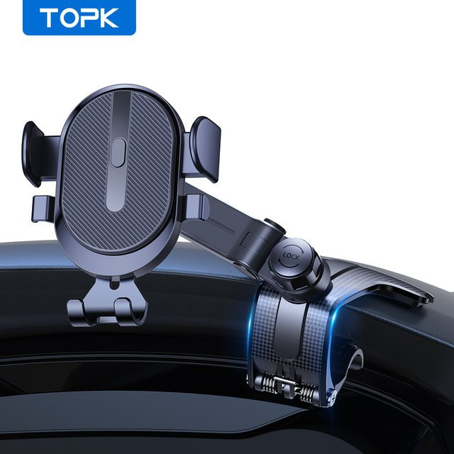 TOPK D39J Auto-Armaturenbrett-Handyhalterung mit 360-Grad-Drehung für Smartphones von 4 bis 7 Zoll, Schwarz - Bild 1