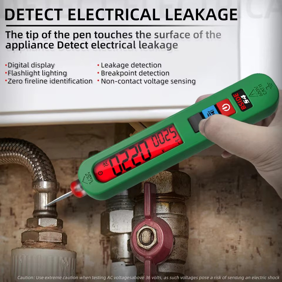 BSIDE Leckagespannungsdetektor-Tester, berührungsloser elektrischer Stift zur Kontinuitätsprüfung von 0–300 V mit Hintergrundbeleuchtung, grün - Bild 2